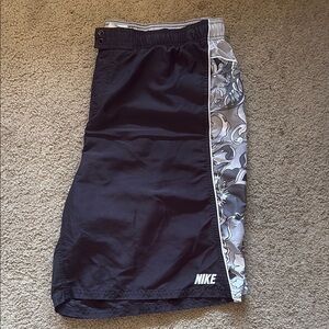 Nike Black Shorts with Gray Floral Panel